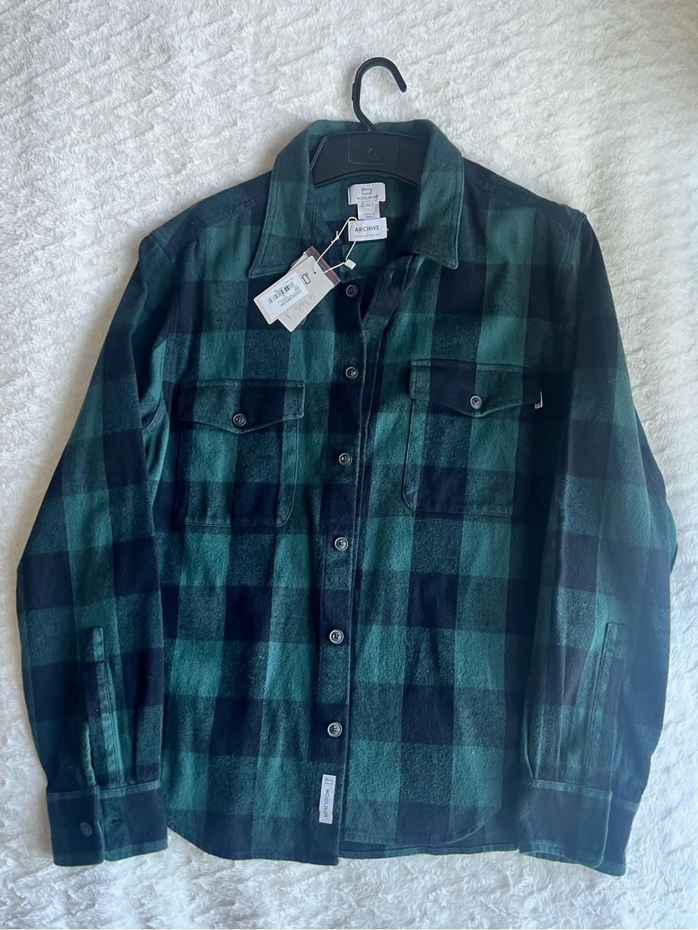 Woolrich Men’s Green & Navy Buffalo Plaid Shirt Jacket